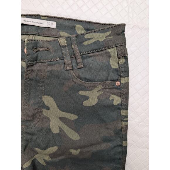 Zara Womens Jeans Multicolor Size 2 Mid Rise Moto Denim Camo Cotton Blend - Picture 7 of 16